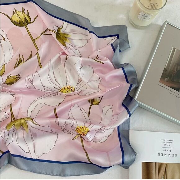 Pastel Floral Silky Scarf 